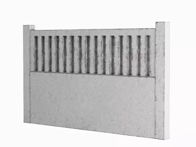 Concrete Fence Set Low-poly 3D model