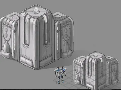 Different dimension - building - wall corner 02 3D model
