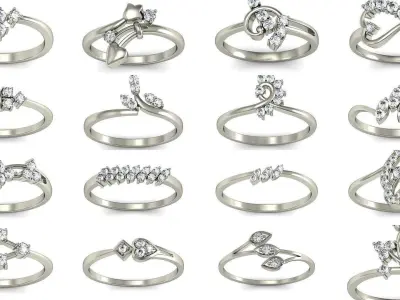 36 Women ring stl render detail 3D print model 3D Model Pack