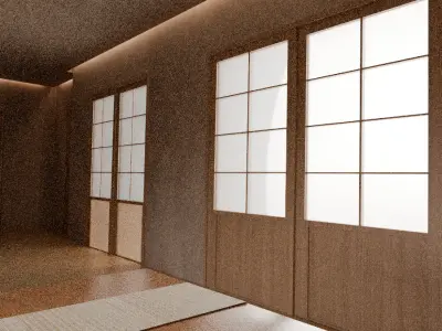Ming-Style Double Panel Door 3D Model Free 3D model