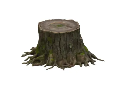 Realistic Tree Stump with Roots 3D model