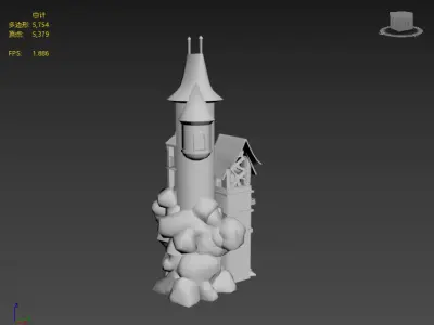 Stylish small castle Low-poly 3D model