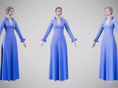 Dress 29 Very Light Blue Low-poly 3D model