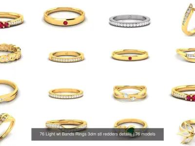 76 Light wt Bands Rings 3dm stl redders details 3D Model Pack
