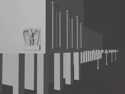 Berlin Tempelhof Airport WW2 architecture part3 3D model