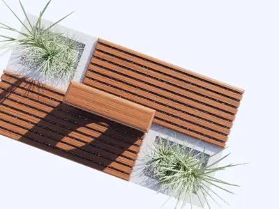 BENCH-2 PEIECES Low-poly 3D model