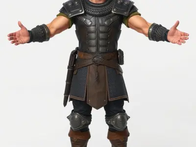 Medieval Warrior Rigged and Animated D Character Model Low-poly 3D model