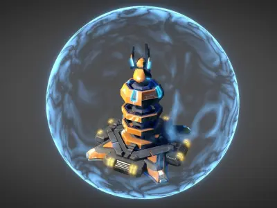 Sci Fi Shield Generator Low-poly 3D model