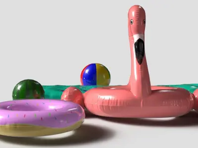 Inflatable Pool Toys set Low-poly 3D model