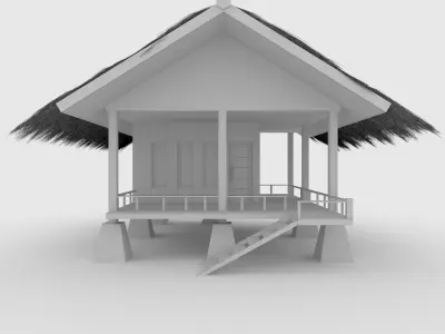 Cabin 1 Thatch Roof Low-poly 3D model