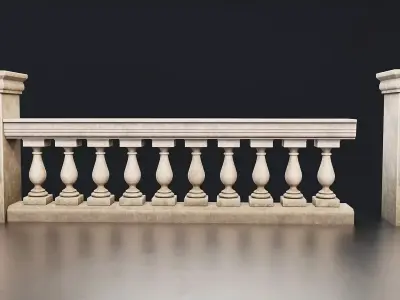 Classic Stone Balustrade 3D Model Low-poly 3D model