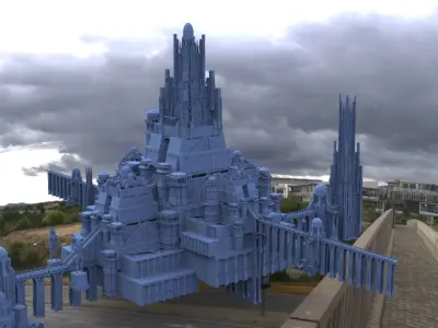 Dracula Castle towers with City 3D model