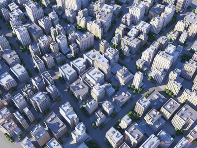 City district Low-poly 3D model