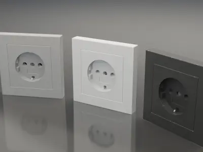 Plug Socket Europe Low-poly 3D model