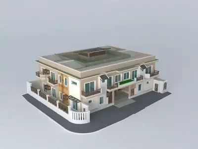Guesthouse apartment building with roof 3D model