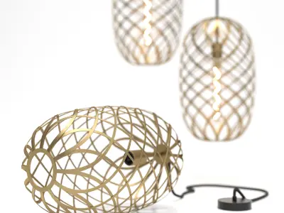 Pendant Lamp Gold Braid Metal Mesh 3D model