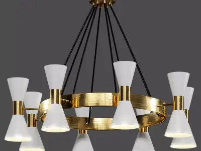 light-18 chandelier in gold 3D model
