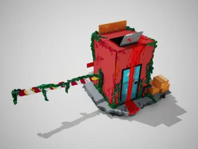 3D Voxel Post-apocalyptic bloody Tollbooth  3D model