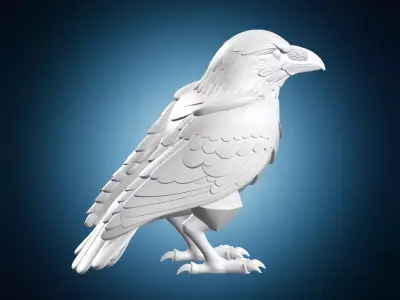 Raven Bird Sculpture 3D print model