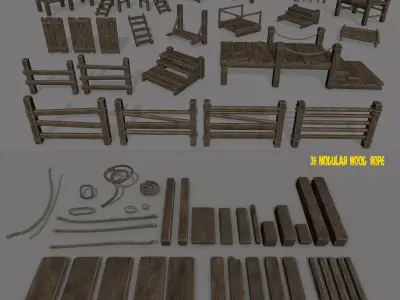 woods and ropes Low-poly 3D model