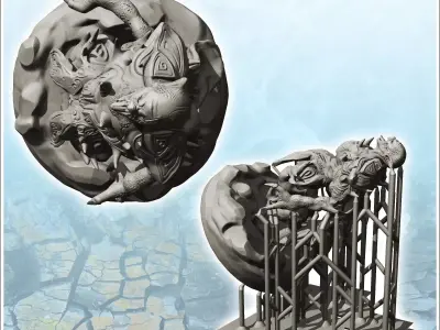 Screaming evil lord in full armor with pincer arms 11 - Medieval 3D print model