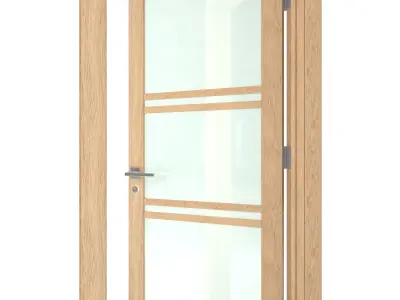 Door-035 interior door in oak with frosted glass 3D model