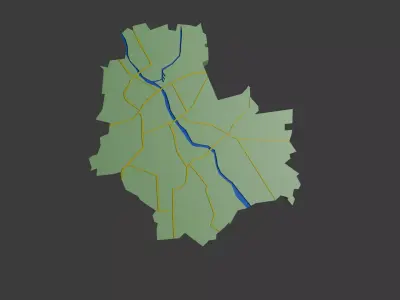 Low Poly map of Warsaw 3D model