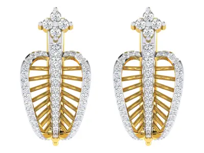 Light Weight Yellow Gold Diamond Earring  -EZ BI-14 3D print model