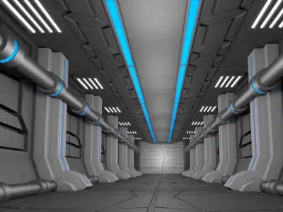 Sci Fi Corridor 3D model 26