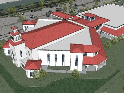 Architecture-Religion-God-Culture-Temple-0141 church with roo... 3D model