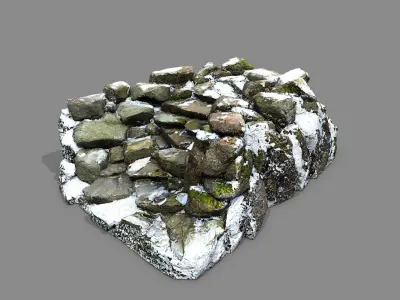 Snowy Rock Stairs Low-poly 3D model