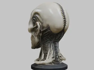 Detailed 3D Head Model HR Giger Man  Low-poly 3D model