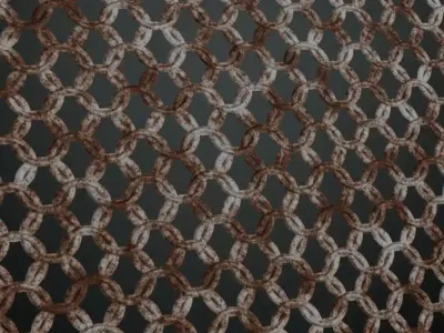 Rusty Round Iron Chainmail PBR Seamless Texture