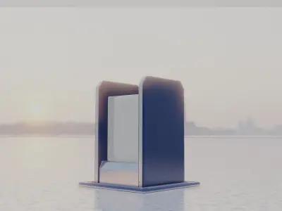Street Light 8 Bollard 200mm Futuristic Blue Version 1 Low-poly 3D model