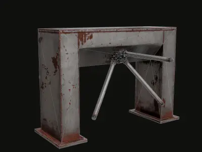 Turnstile metal gate Low-poly 3D model