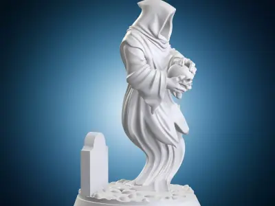 Haunting Ghost Mage Fantasy RPG Miniature On Base 3D print model