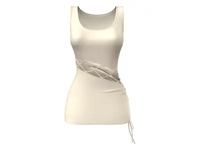 Lace Up Detail Bodycon Dress Low-poly 3D model
