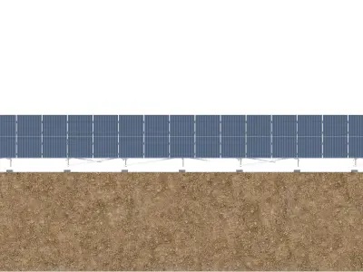 Lowpoly Ground Mounted Solar Panels-19 Rows of PV Modules Low-poly 3D model