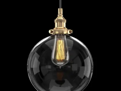 20th c Factory Filament Clear Glass Cafe Pendant 3D model