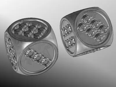 dice with gems 3D print model