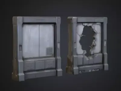 Cyberpunk Interior Wall Low-poly 3D model