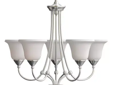 HARMONY five light chandelier with glass shades 3D model