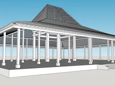 Traditional Wooden Javanese House or named Joglo  3D model