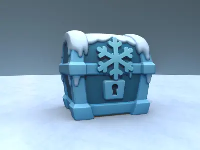 Frozen Chest - Stylized Ice Loot Box 3D Model Low-poly 3D model