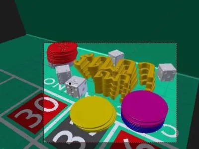 Casino 3d model table with dice and chips 3D model