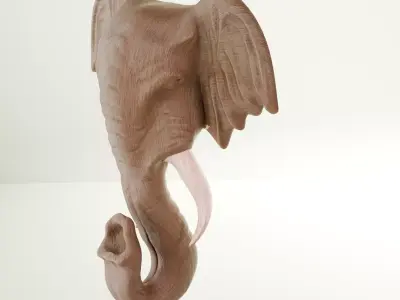 Elephant Wooden Sculpture 3D model