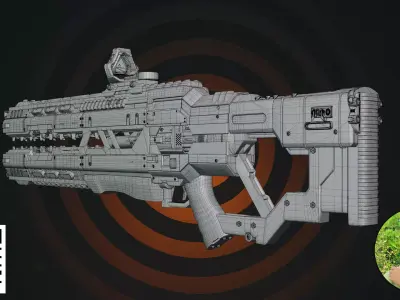 Rigged Sci-Fi Railgun Black Edition 3D model