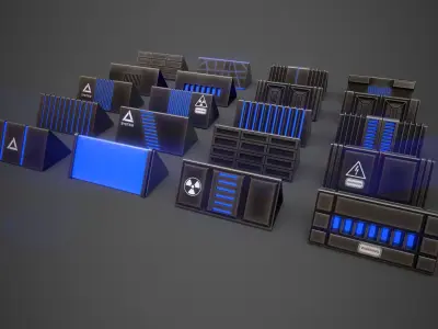 Sci-Fi Triangle Box Metal Low-poly 3D model