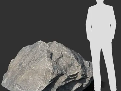 Low poly sharp blocky gray rock formation 181112 Low-poly 3D model
