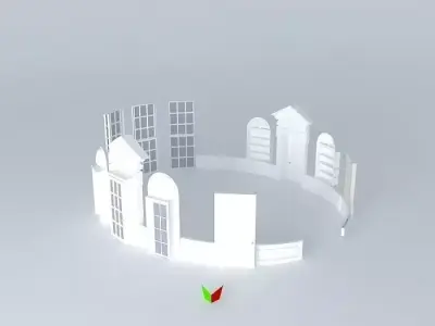 Oval Office Panelling Doors Windows and Shelves Free 3D model